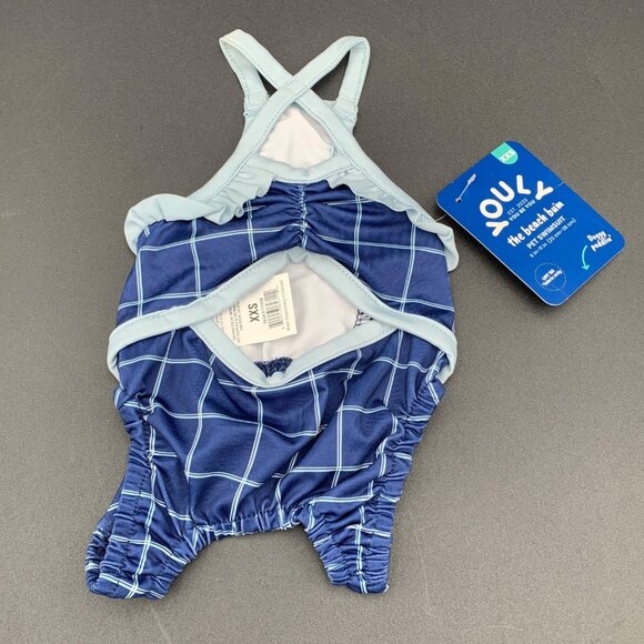Youly Swimsuit The Beach Bum Pet Dog XXS 9-11 Inch Blue Check NWT UPF 50+ - Picture 4 of 4